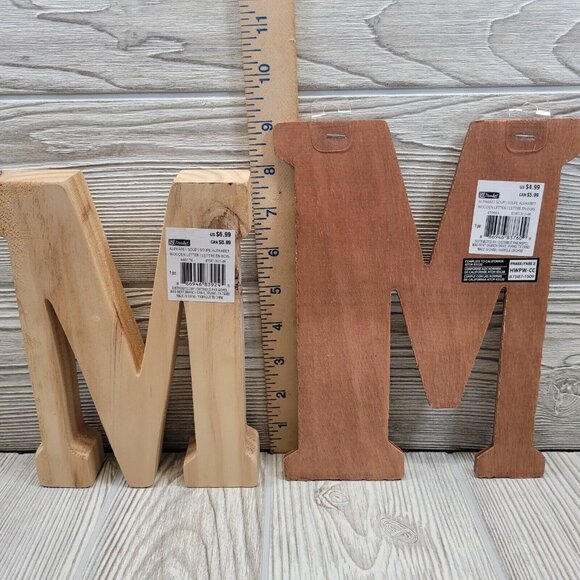 2 Unfinished Wooden Monogram Alphabet Letters Letter M Crafts Rustic Wall Decor - Picture 3 of 5